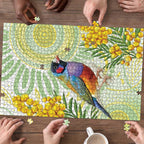 Gouldian Finch Golden Wattle Australia Puzzle Aboriginal Watercolor Style - Aussie Hoodie