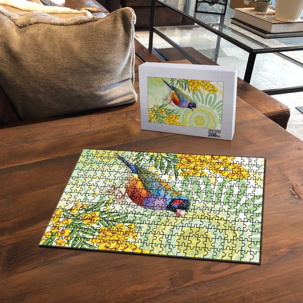 Gouldian Finch Golden Wattle Australia Puzzle Aboriginal Watercolor Style - Aussie Hoodie