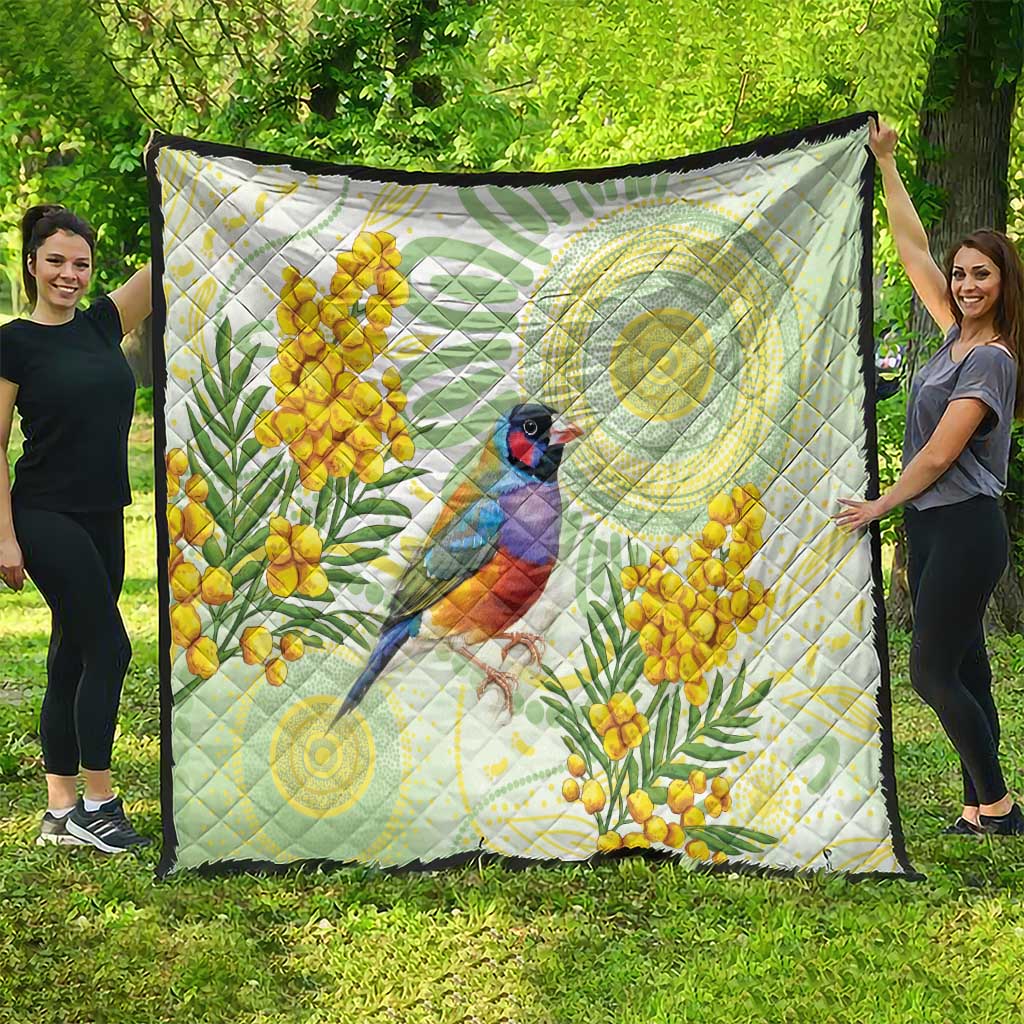 Gouldian Finch Golden Wattle Australia Quilt Aboriginal Watercolor Style