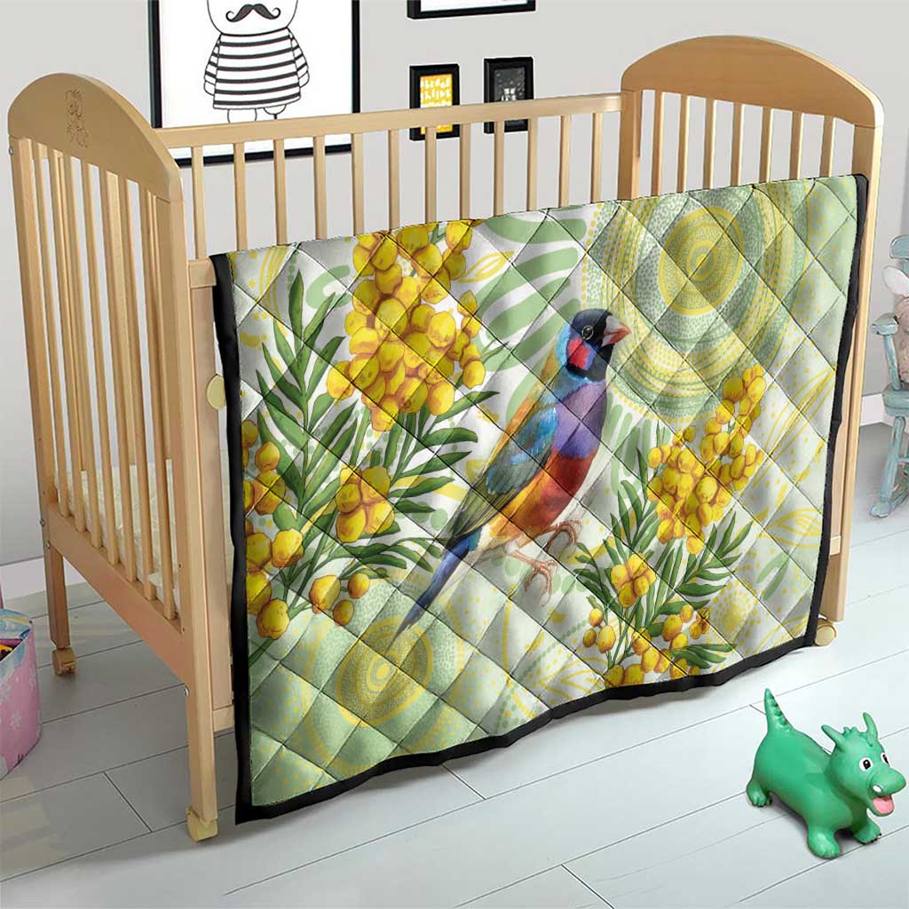 Gouldian Finch Golden Wattle Australia Quilt Aboriginal Watercolor Style