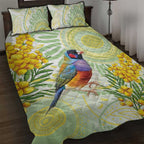 Gouldian Finch Golden Wattle Australia Quilt Bed Set Aboriginal Watercolor Style