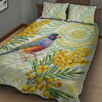 Gouldian Finch Golden Wattle Australia Quilt Bed Set Aboriginal Watercolor Style
