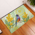 Gouldian Finch Golden Wattle Australia Rubber Doormat Aboriginal Watercolor Style