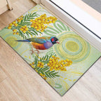 Gouldian Finch Golden Wattle Australia Rubber Doormat Aboriginal Watercolor Style