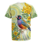Gouldian Finch Golden Wattle Australia Rugby Jersey Aboriginal Watercolor Style