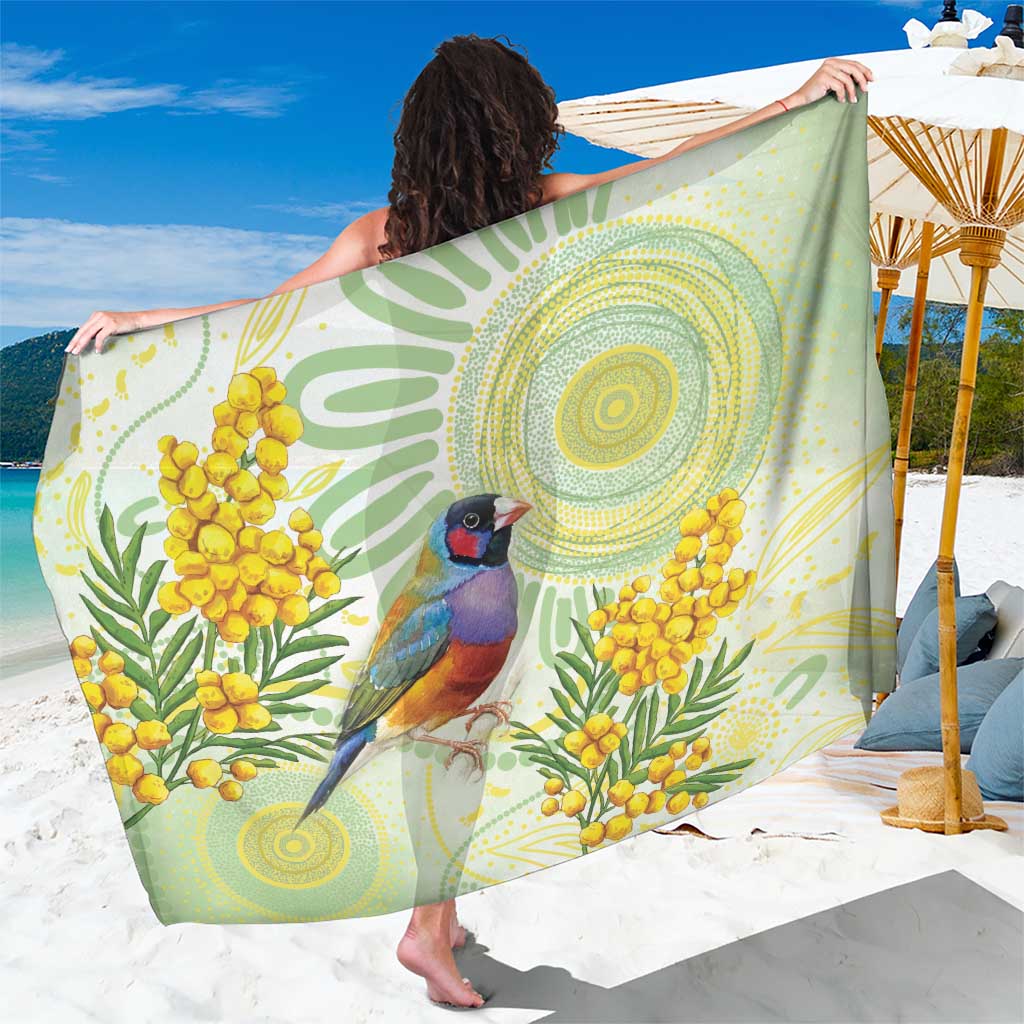 Gouldian Finch Golden Wattle Australia Sarong Aboriginal Watercolor Style
