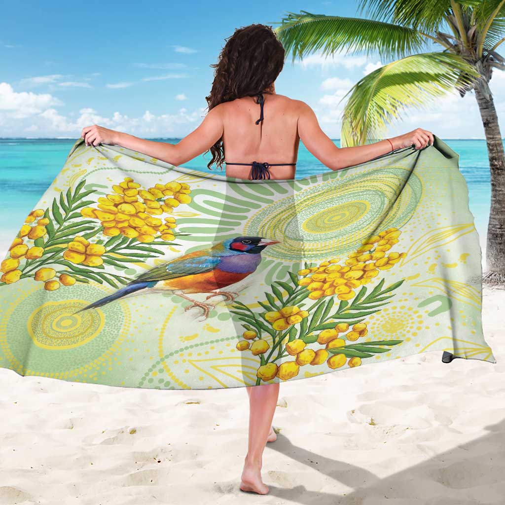 Gouldian Finch Golden Wattle Australia Sarong Aboriginal Watercolor Style
