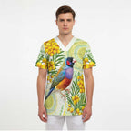 Gouldian Finch Golden Wattle Australia Scrub Top Aboriginal Watercolor Style - Aussie Hoodie
