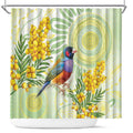 Gouldian Finch Golden Wattle Australia Shower Curtain Aboriginal Watercolor Style