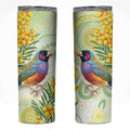 Gouldian Finch Golden Wattle Australia Skinny Tumbler Aboriginal Watercolor Style