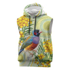 Gouldian Finch Golden Wattle Australia Sleeveless Hoodie Aboriginal Watercolor Style - Aussie Hoodie