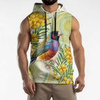 Gouldian Finch Golden Wattle Australia Sleeveless Hoodie Aboriginal Watercolor Style - Aussie Hoodie