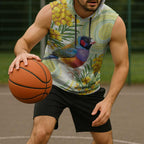 Gouldian Finch Golden Wattle Australia Sleeveless Hoodie Aboriginal Watercolor Style - Aussie Hoodie