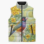 Gouldian Finch Golden Wattle Australia Sleeveless Puffer Jacket Aboriginal Watercolor Style - Aussie Hoodie