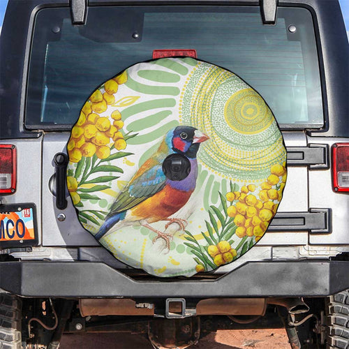 Gouldian Finch Golden Wattle Australia Spare Tire Cover Aboriginal Watercolor Style