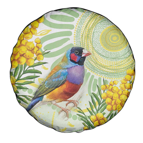 Gouldian Finch Golden Wattle Australia Spare Tire Cover Aboriginal Watercolor Style
