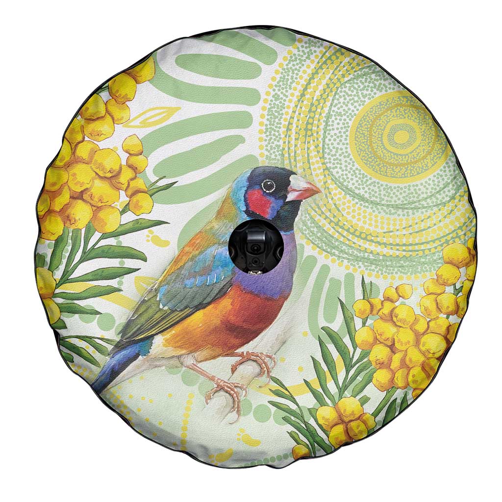 Gouldian Finch Golden Wattle Australia Spare Tire Cover Aboriginal Watercolor Style