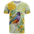 Gouldian Finch Golden Wattle Australia T Shirt Aboriginal Watercolor Style