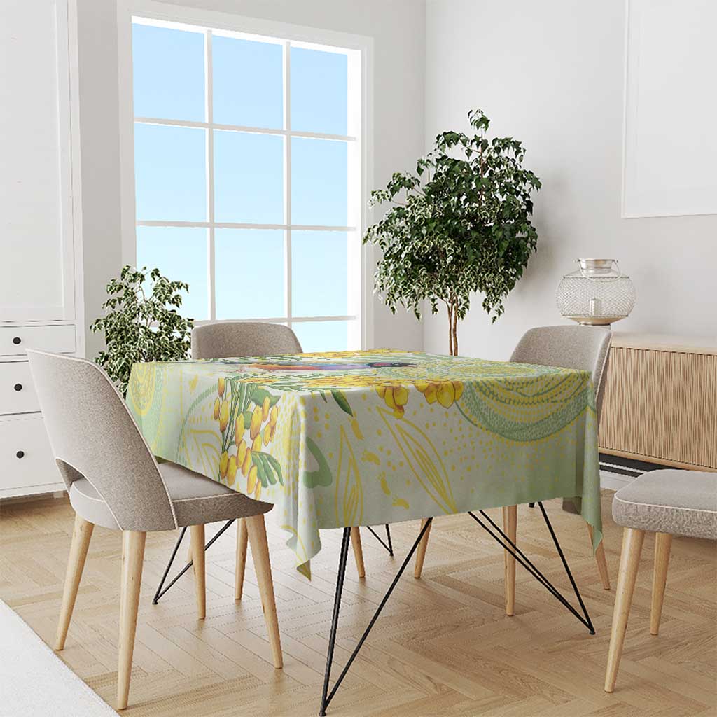 Gouldian Finch Golden Wattle Australia Tablecloth Aboriginal Watercolor Style