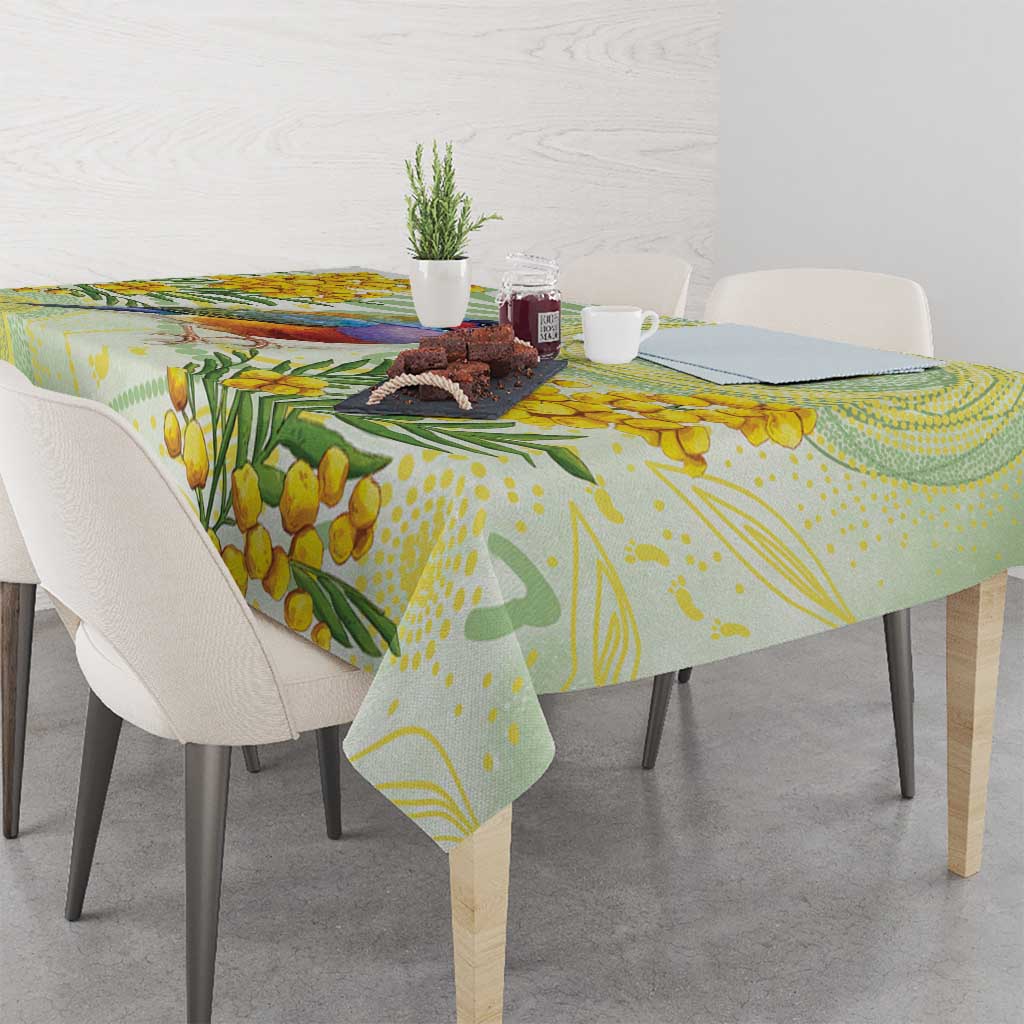 Gouldian Finch Golden Wattle Australia Tablecloth Aboriginal Watercolor Style