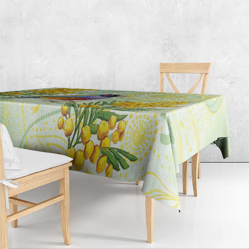 Gouldian Finch Golden Wattle Australia Tablecloth Aboriginal Watercolor Style