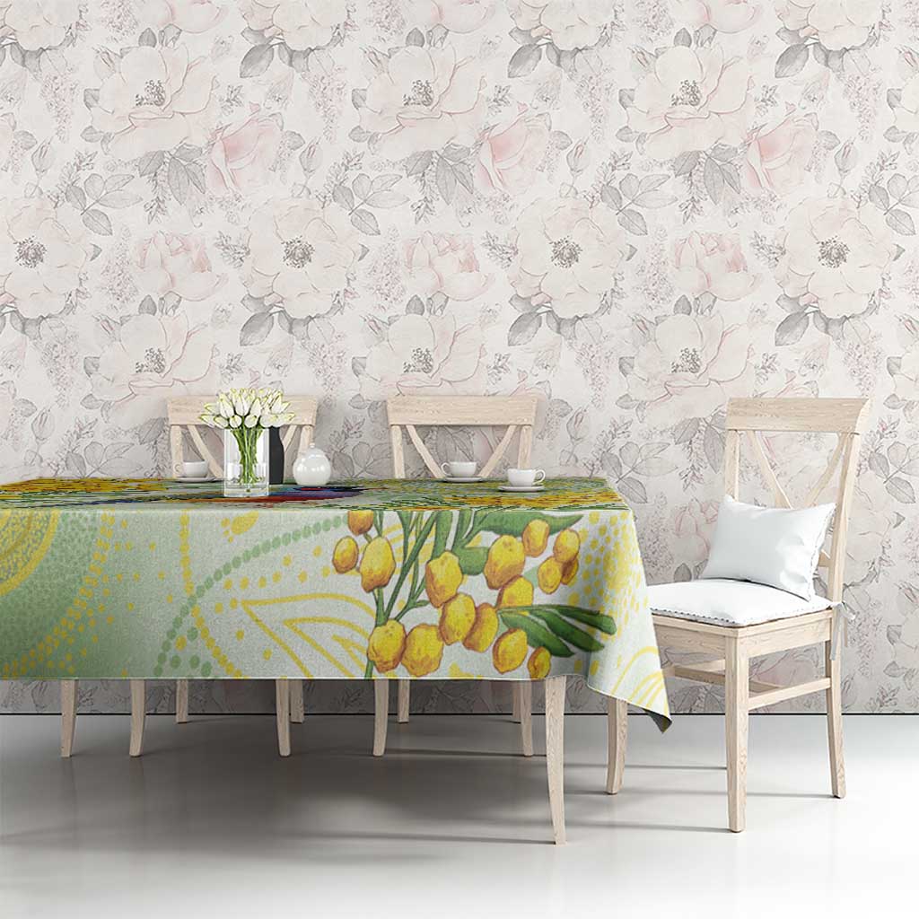 Gouldian Finch Golden Wattle Australia Tablecloth Aboriginal Watercolor Style