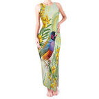 Gouldian Finch Golden Wattle Australia Tank Maxi Dress Aboriginal Watercolor Style