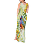 Gouldian Finch Golden Wattle Australia Tank Maxi Dress Aboriginal Watercolor Style