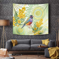 Gouldian Finch Golden Wattle Australia Tapestry Aboriginal Watercolor Style
