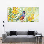 Gouldian Finch Golden Wattle Australia Tapestry Aboriginal Watercolor Style