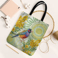 Gouldian Finch Golden Wattle Australia Tote Bag Aboriginal Watercolor Style - Aussie Hoodie