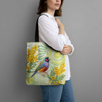 Gouldian Finch Golden Wattle Australia Tote Bag Aboriginal Watercolor Style - Aussie Hoodie
