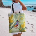 Gouldian Finch Golden Wattle Australia Tote Bag Aboriginal Watercolor Style - Aussie Hoodie
