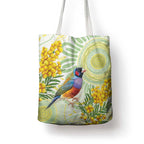 Gouldian Finch Golden Wattle Australia Tote Bag Aboriginal Watercolor Style - Aussie Hoodie