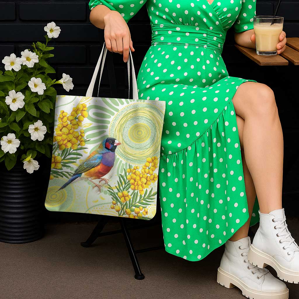 Gouldian Finch Golden Wattle Australia Tote Bag Aboriginal Watercolor Style - Aussie Hoodie