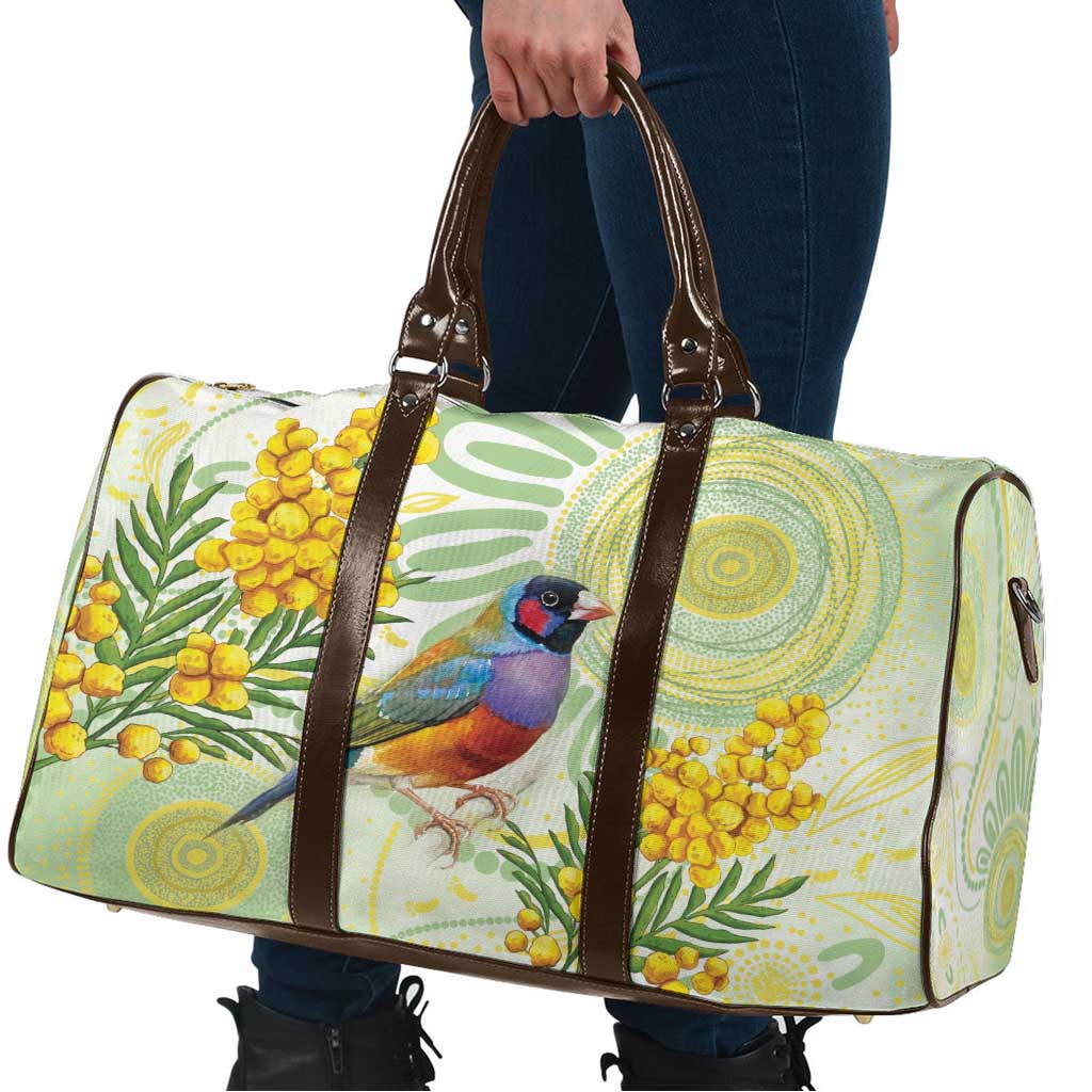 Gouldian Finch Golden Wattle Australia Travel Bag Aboriginal Watercolor Style - Aussie Hoodie