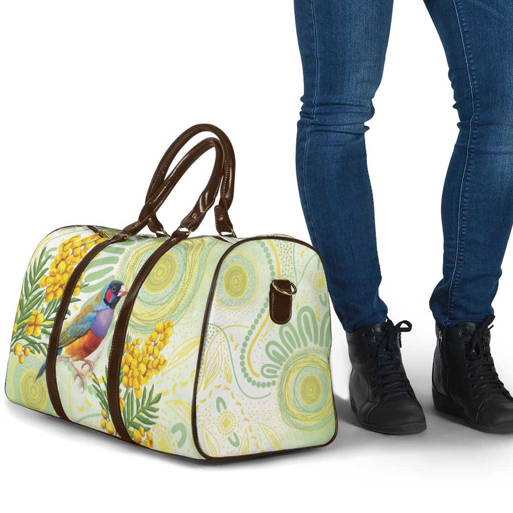 Gouldian Finch Golden Wattle Australia Travel Bag Aboriginal Watercolor Style - Aussie Hoodie