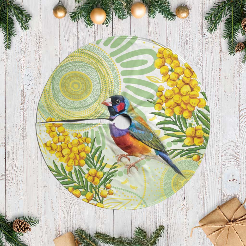 Gouldian Finch Golden Wattle Australia Tree Skirt Aboriginal Watercolor Style - Aussie Hoodie