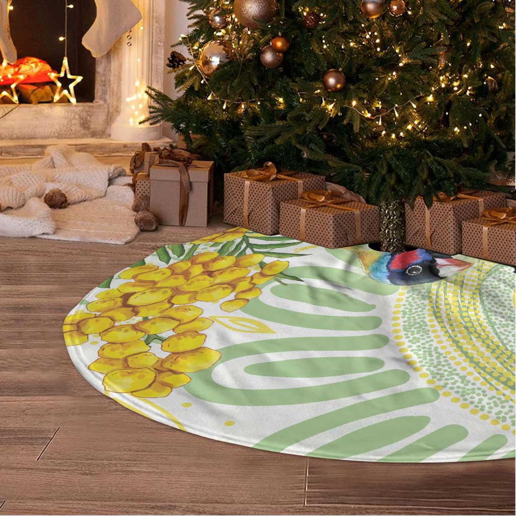 Gouldian Finch Golden Wattle Australia Tree Skirt Aboriginal Watercolor Style - Aussie Hoodie