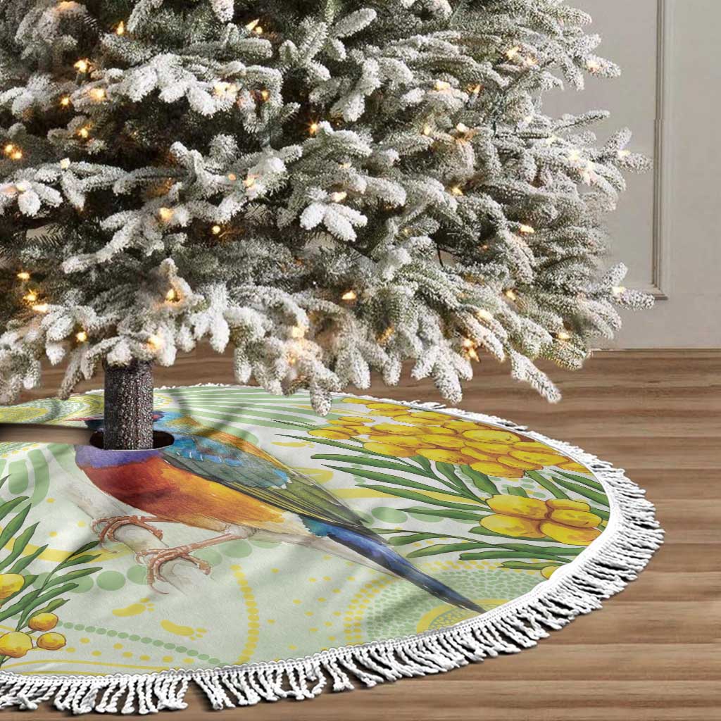 Gouldian Finch Golden Wattle Australia Tree Skirt Aboriginal Watercolor Style - Aussie Hoodie