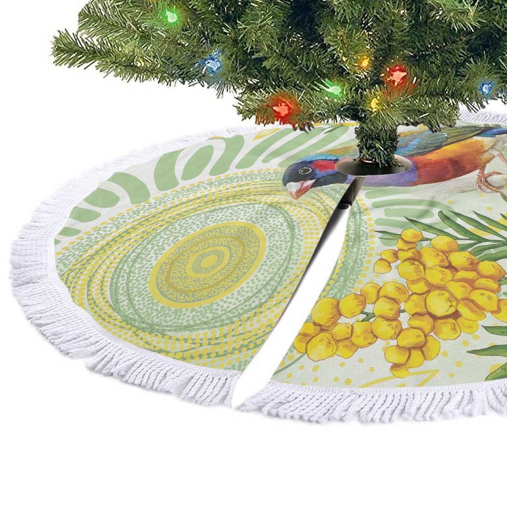 Gouldian Finch Golden Wattle Australia Tree Skirt Aboriginal Watercolor Style - Aussie Hoodie