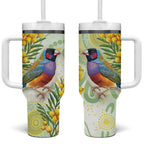 Gouldian Finch Golden Wattle Australia Tumbler With Handle Aboriginal Watercolor Style