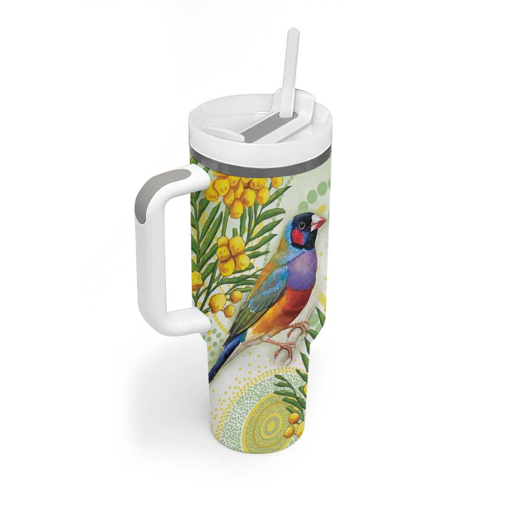 Gouldian Finch Golden Wattle Australia Tumbler With Handle Aboriginal Watercolor Style