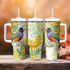 Gouldian Finch Golden Wattle Australia Tumbler With Handle Aboriginal Watercolor Style
