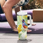 Gouldian Finch Golden Wattle Australia Tumbler With Handle Aboriginal Watercolor Style