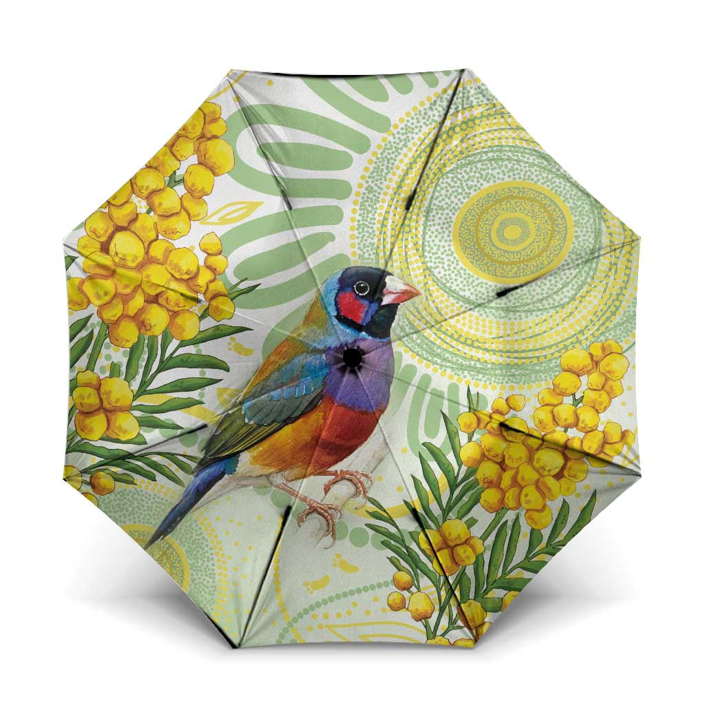 Gouldian Finch Golden Wattle Australia Umbrella Aboriginal Watercolor Style - Aussie Hoodie