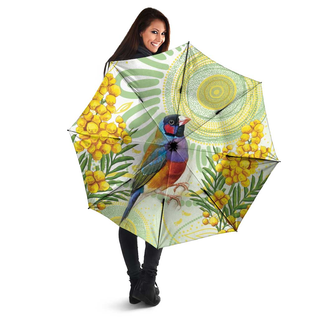 Gouldian Finch Golden Wattle Australia Umbrella Aboriginal Watercolor Style - Aussie Hoodie
