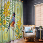Gouldian Finch Golden Wattle Australia Window Curtain Aboriginal Watercolor Style