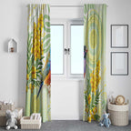 Gouldian Finch Golden Wattle Australia Window Curtain Aboriginal Watercolor Style