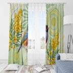 Gouldian Finch Golden Wattle Australia Window Curtain Aboriginal Watercolor Style